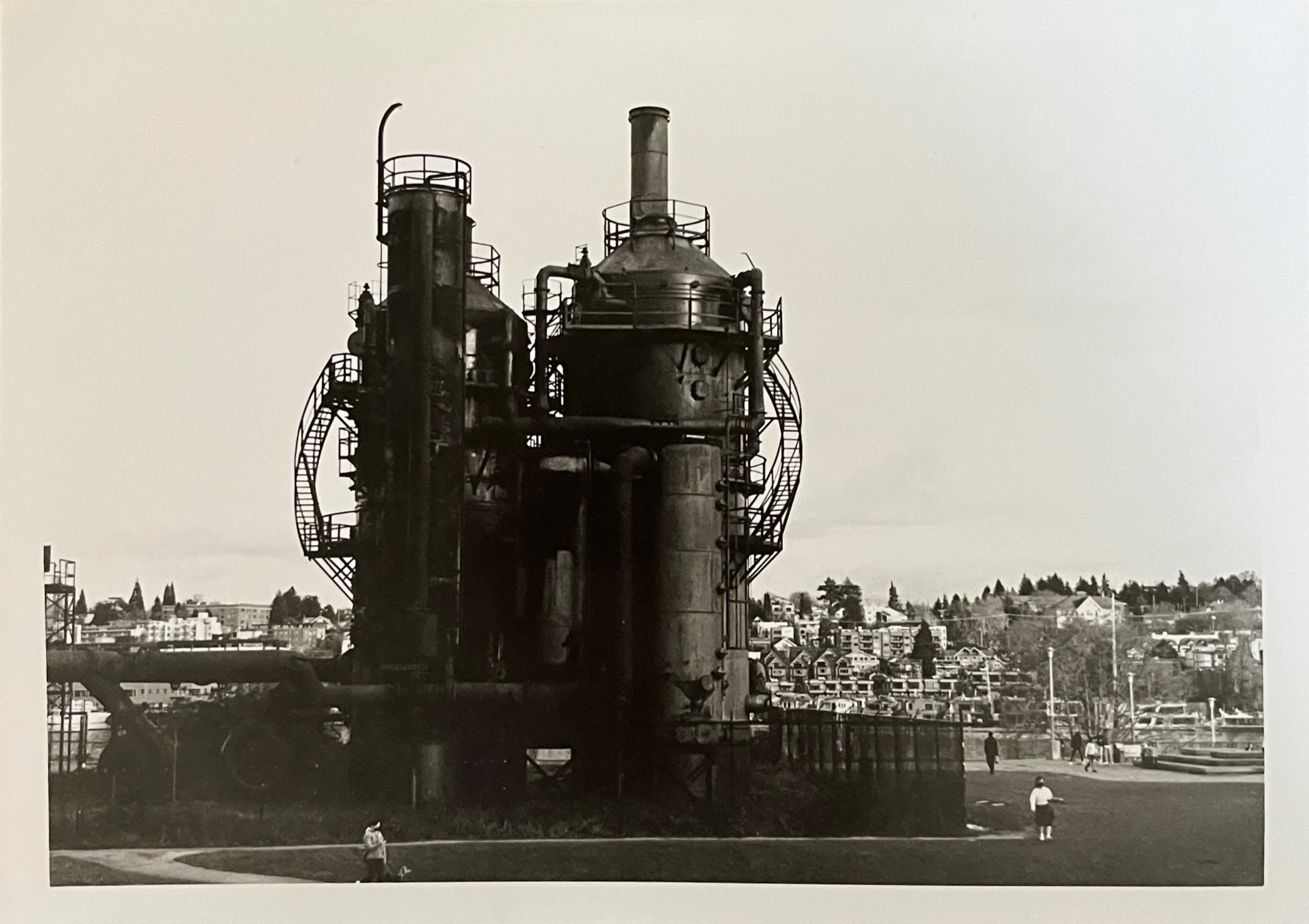 Black and white photo of old industrial equipment.